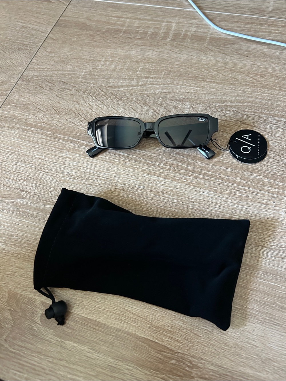 Quay Australia Black Rectangular Sunglasses